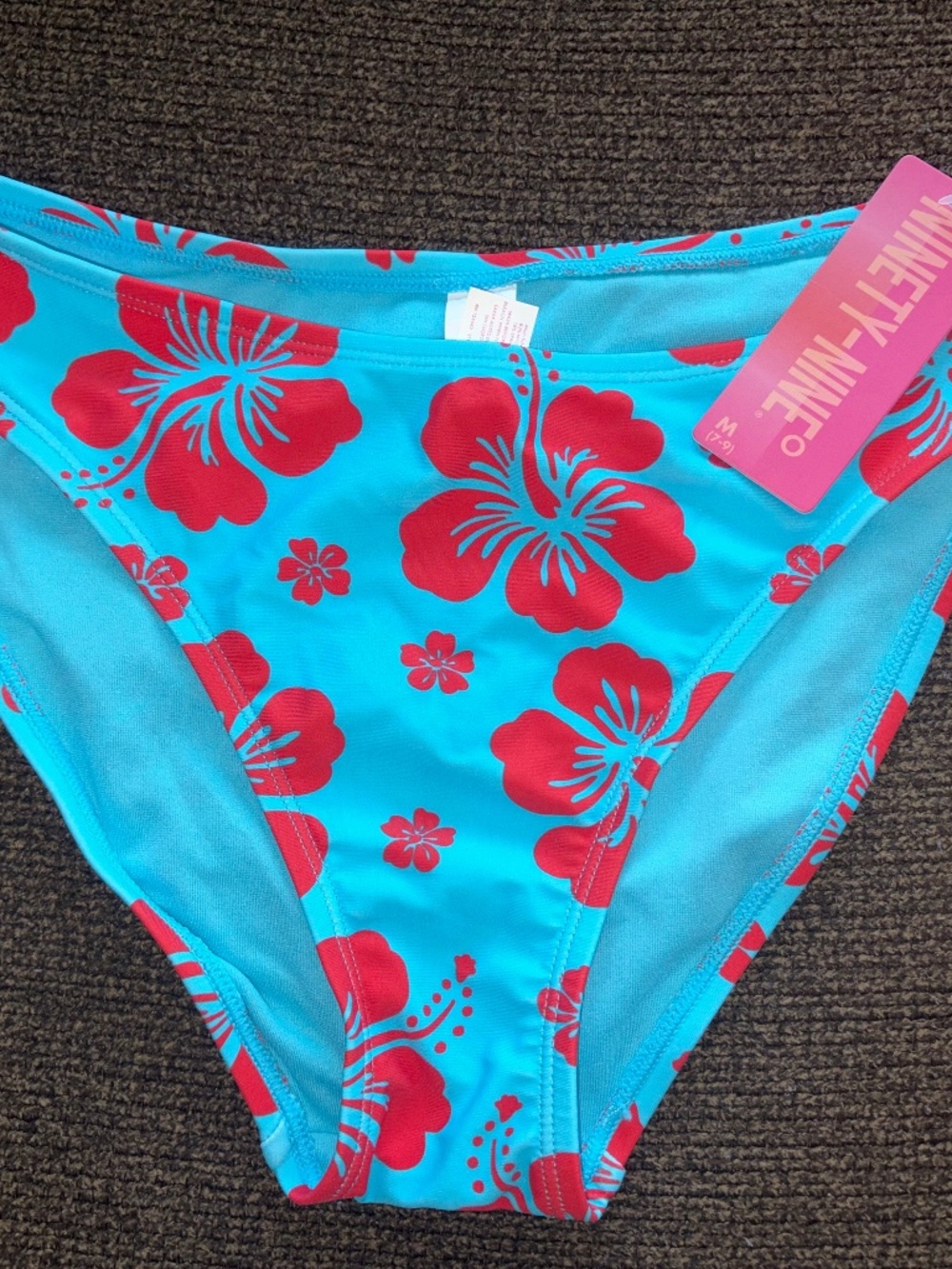 One piece swim bottoms high leg bikini flowers
